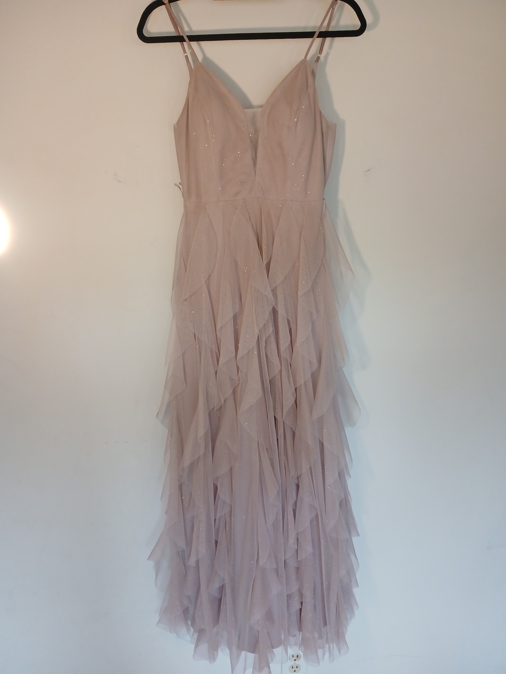 Romantic Light Pink Ruffled  Dress with Spaghetti Straps - Picture 3 of 11